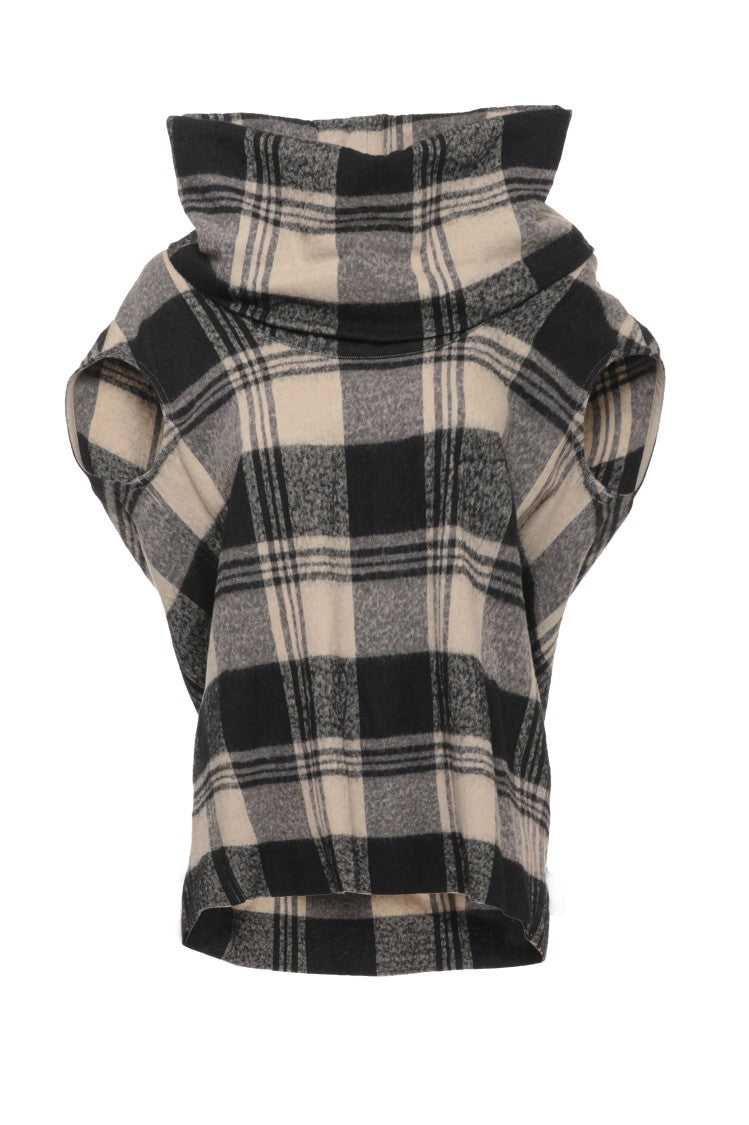 Rick Owens Checked Cape With Structured Silhouette And Bold Patterns