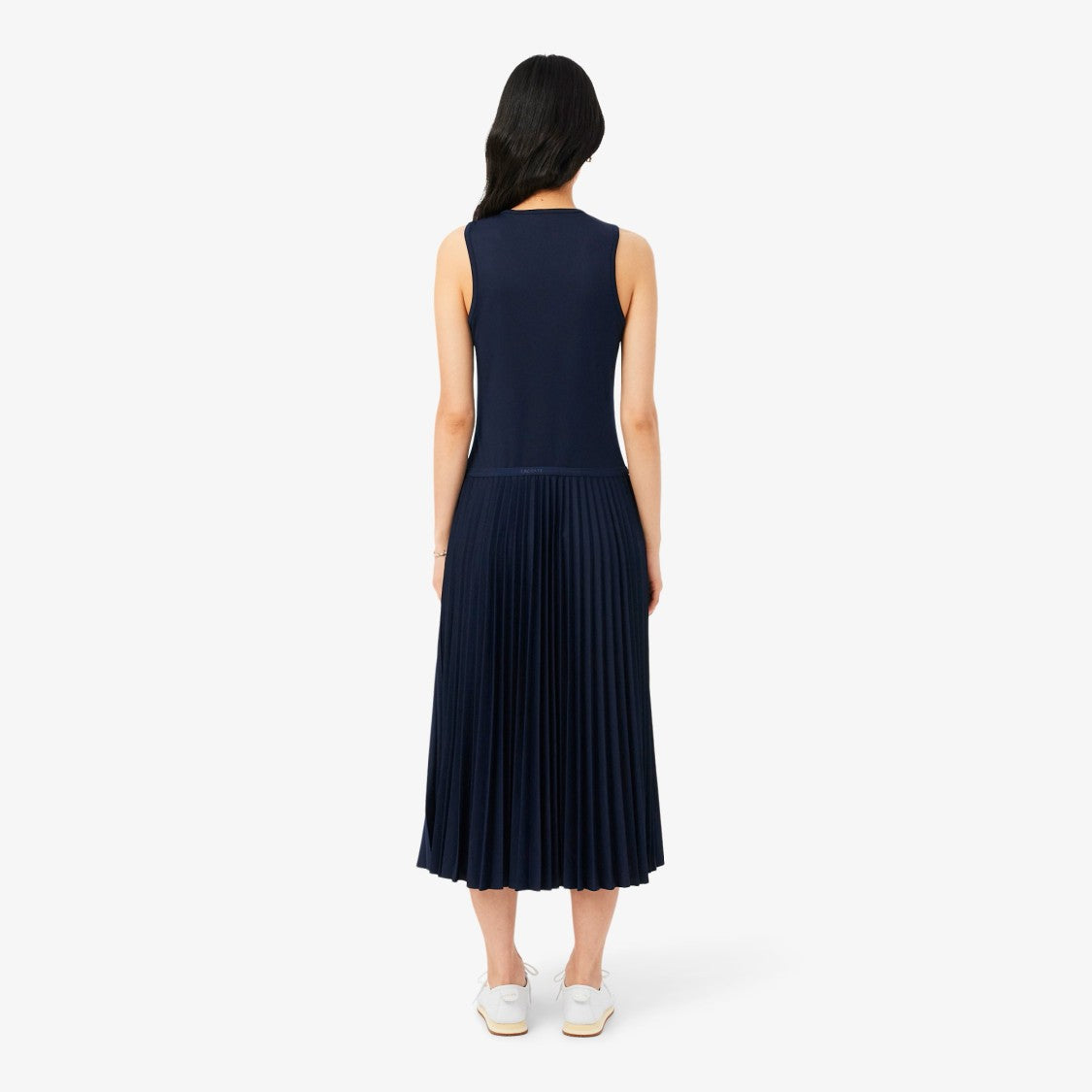 Lacoste Flowing Midi Dress With Fitted Bodice