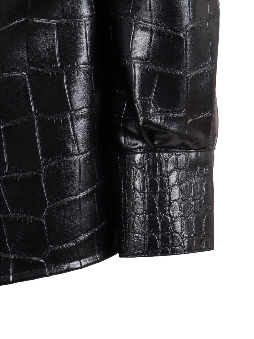Elisabetta Franchi Crocodile-Embossed Glossy Black Shirt