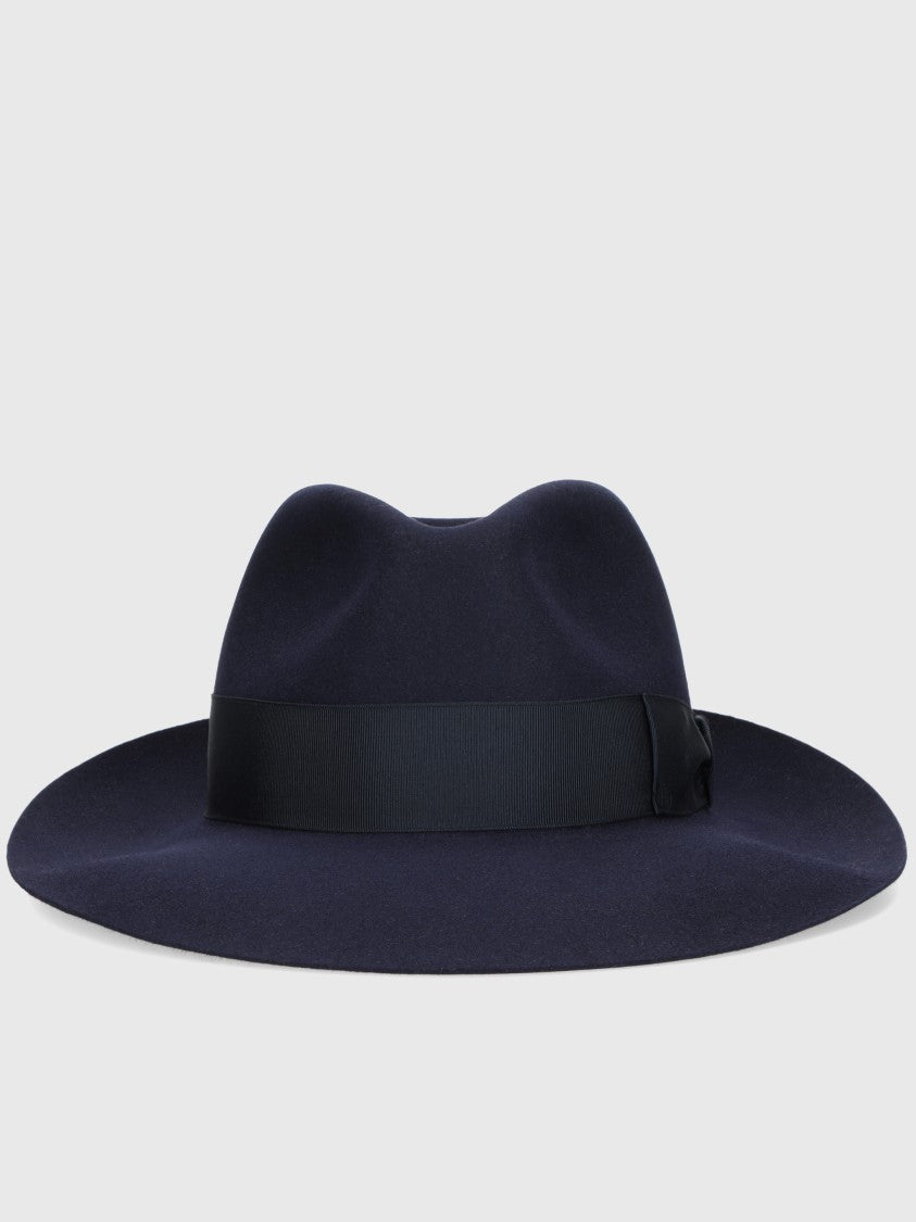 Borsalino Classic Wide-Brimmed Fedora Hat With Structured Silhouette