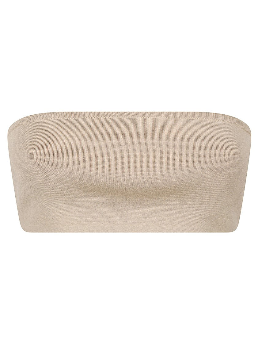 Max Mara Seamless Ribbed Bandeau Top With Strapless Design