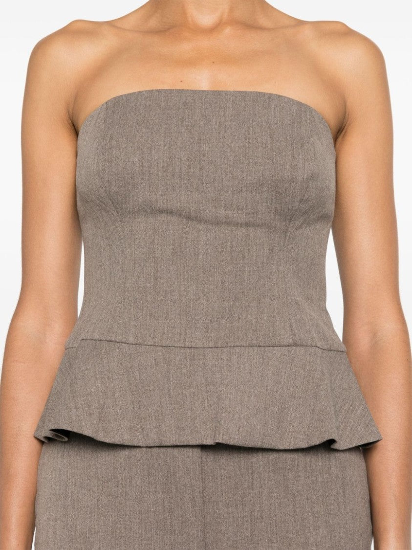 Beaufille Tailored Strapless Brown Blouse