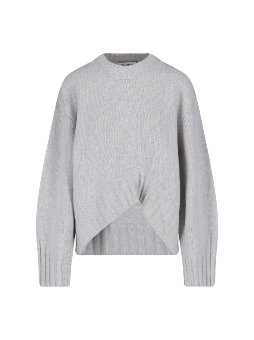 The Attico Asymmetrical Hem Knit Sweater With Ribbed Texture