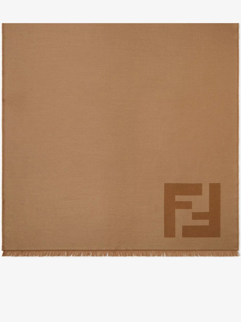 Fendi Ff Long Rectangular Warm Camel Scarf