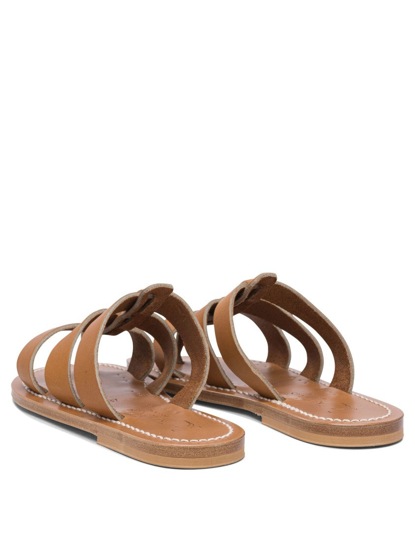 K.Jacques Open-Toe Leather Sandals With Crisscross Design