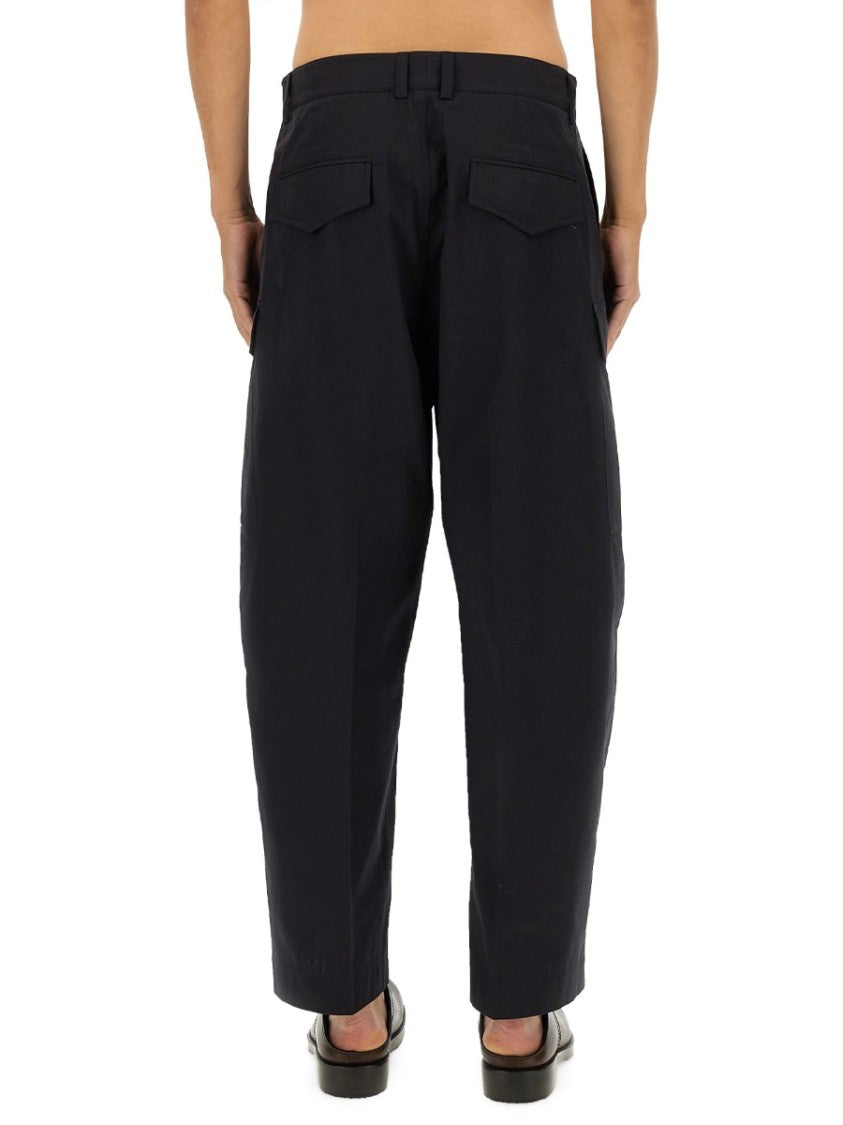Studio Nicholson Blue Cotton Cargo Pants With Relaxed Fit
