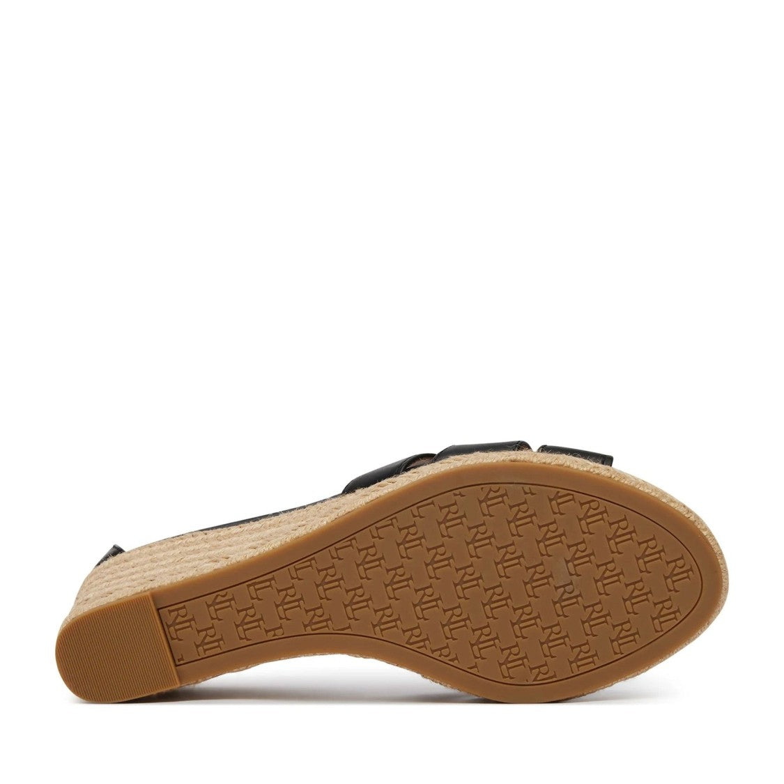 Lauren Ralph Lauren Black Nellie Leather Braided Jute Wedge Espadrilles