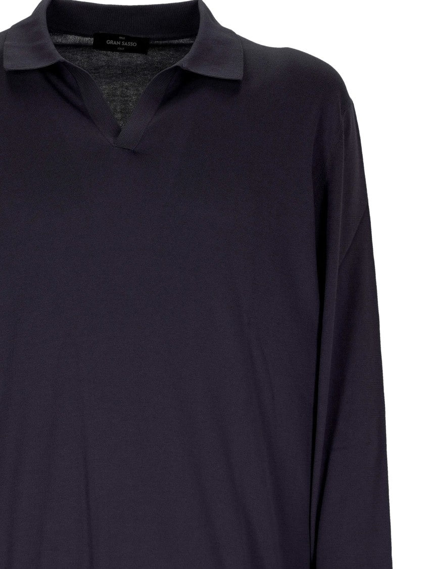 Gran Sasso White Tennis Polo Collar Cotton Pullover