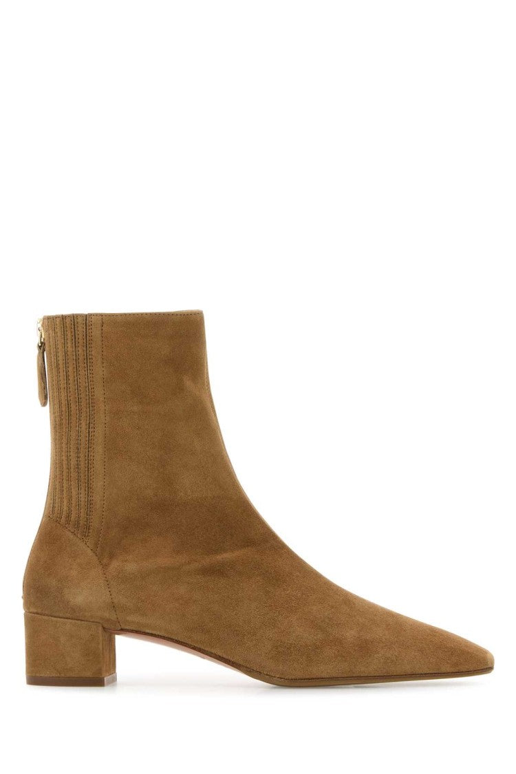 Aquazzura Camel Suede Saint Honor Ankle Boots