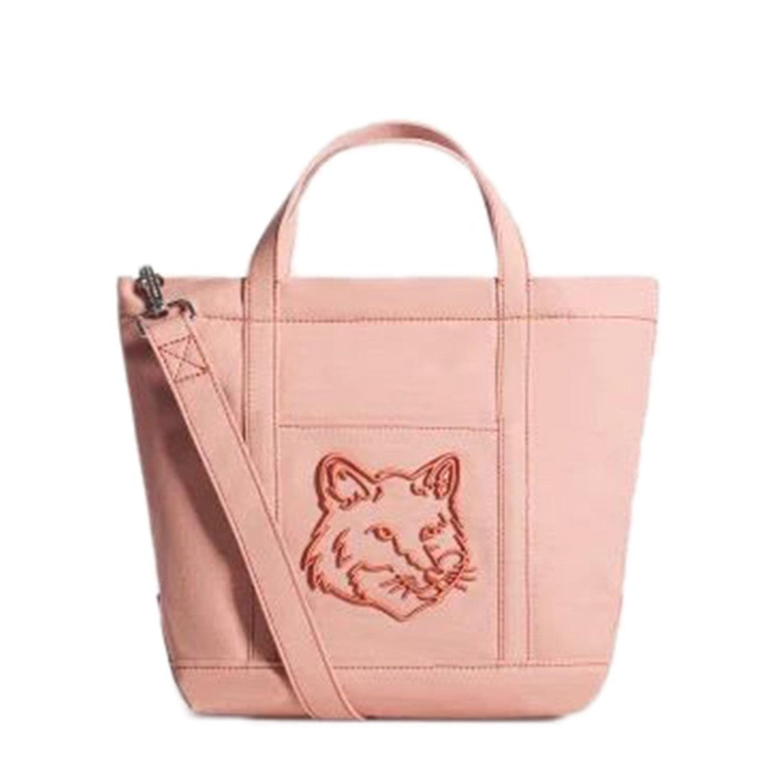 Maison Kitsuné Embroidered Fox Motif Cotton Handbag