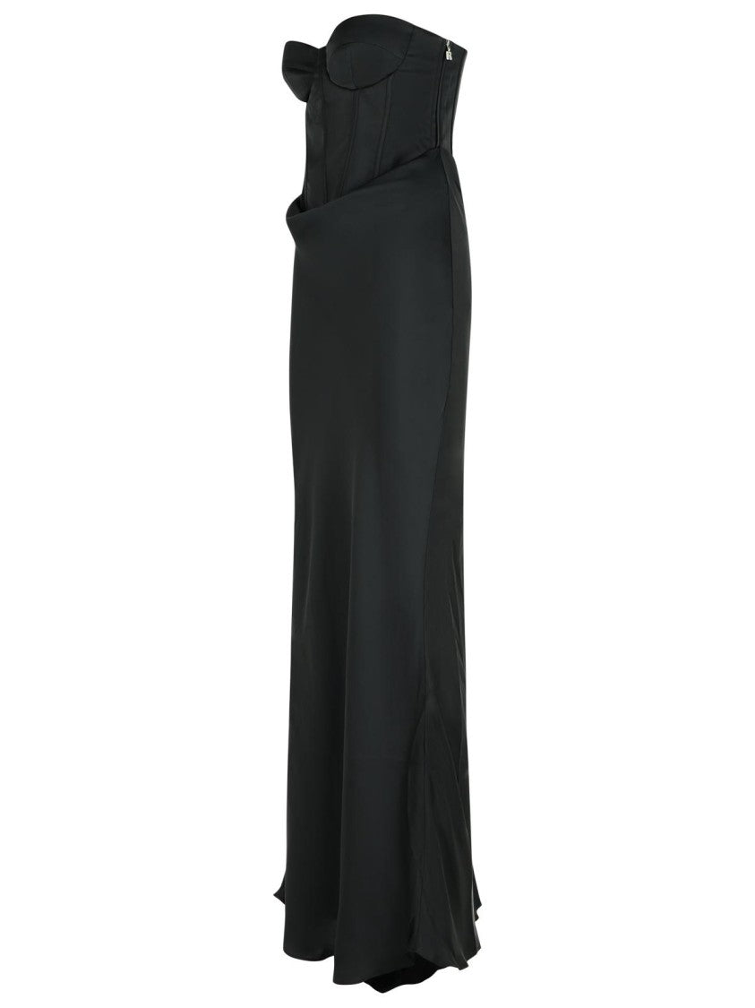 Rotate Long Dress In Black Polyester