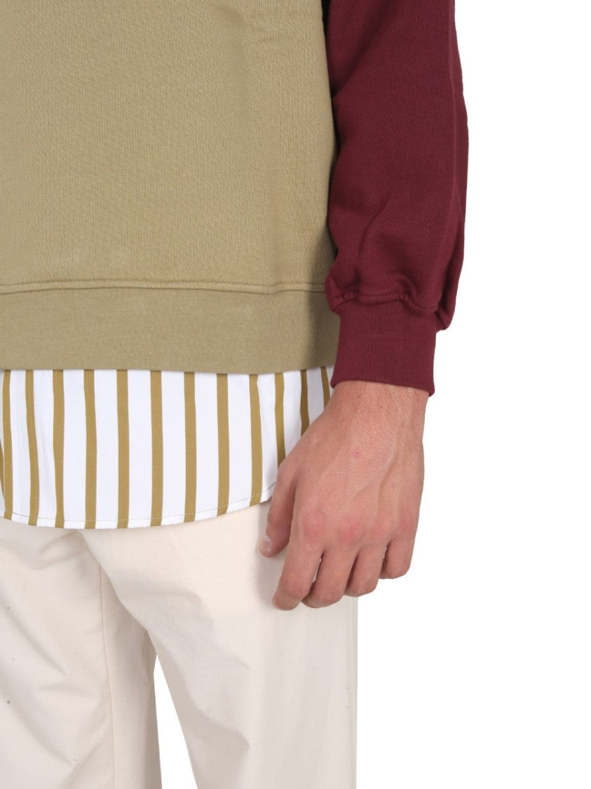 Sunnei Two-Tone Cotton Sweatshirt With Drawstring Hood