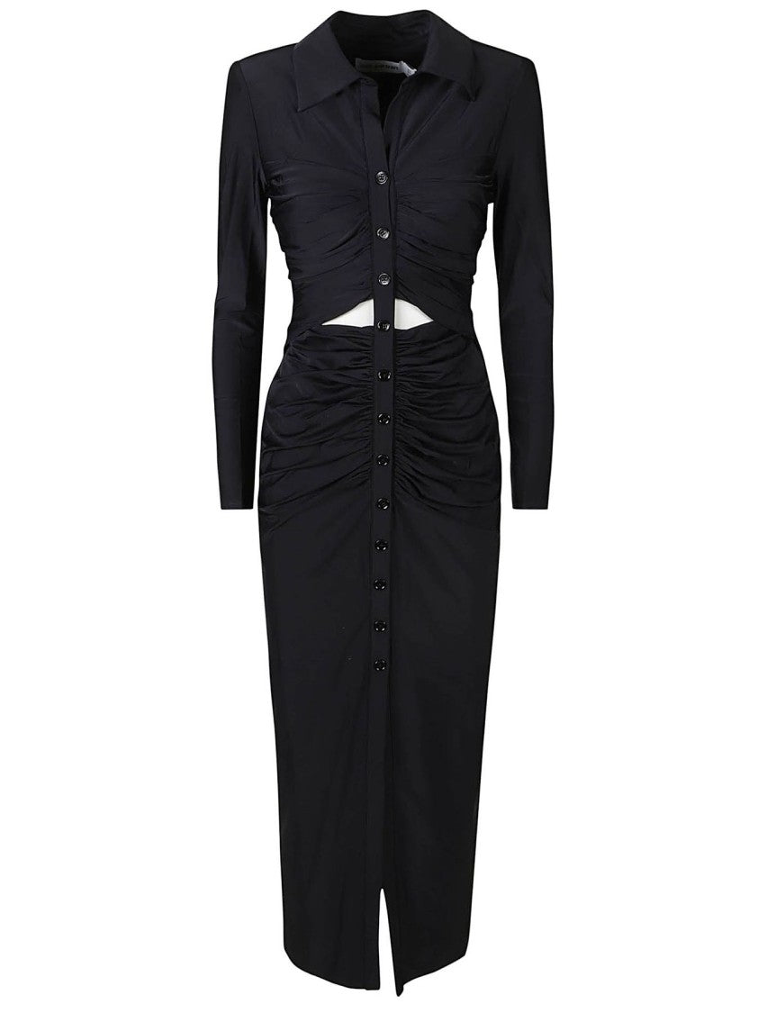 Self-Portrait Black Jersey Midi Dress With Fitted Silhouette