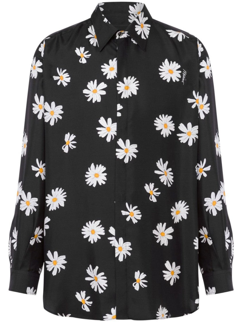 Moschino Black All-Over Floral Silk Shirt