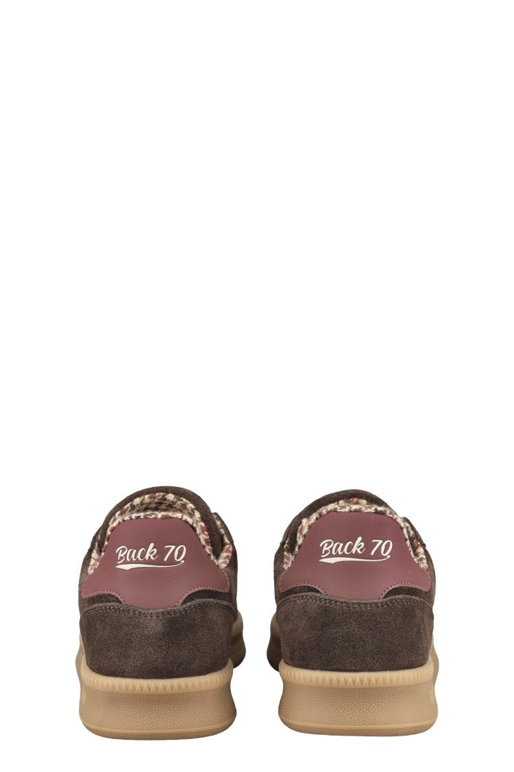 Back70 Brown Chamois Leather Logo-Panel Sneaker