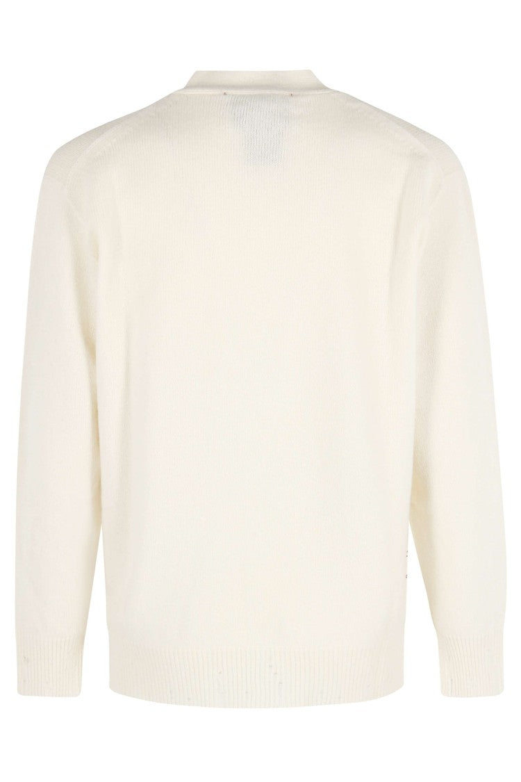 Amaranto Amaranth V-Neck Cardigan With Center Button Closure