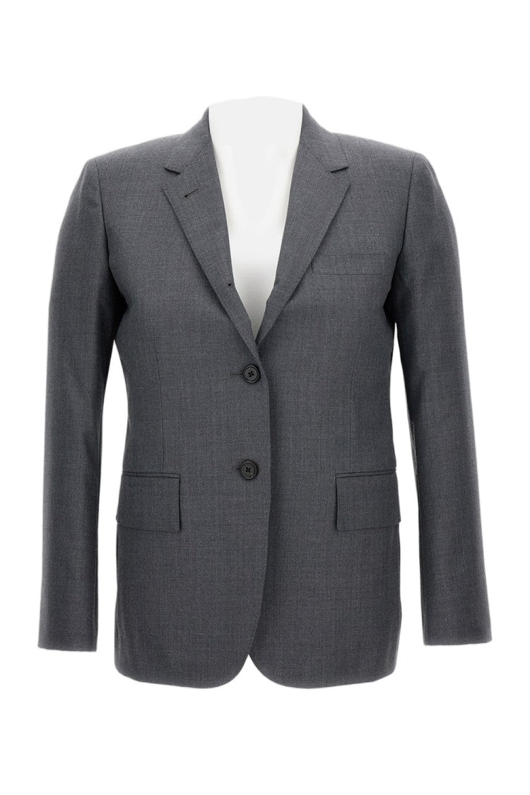 Thom Browne Tailored Grey Jacket With Flap Pockets And Contrasting Lining
