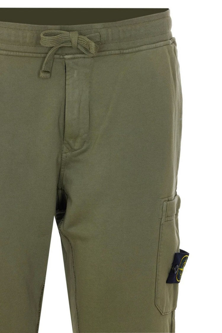 Stone Island Olive Green Side Badge Cotton-Blend Sweatpants