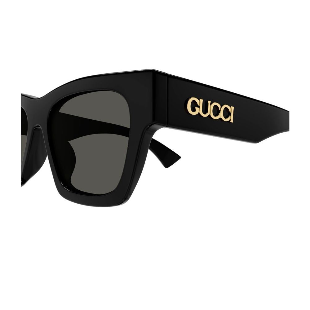 Gucci Gg1835s Linea Name Of Brand Square Cat-Eye Sunglasses In Shiny Black Acetate