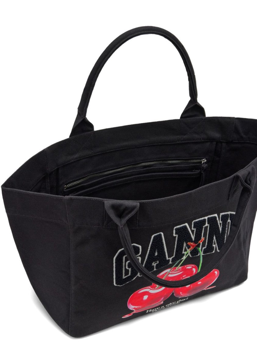 Ganni Spacious Black Tote Bag