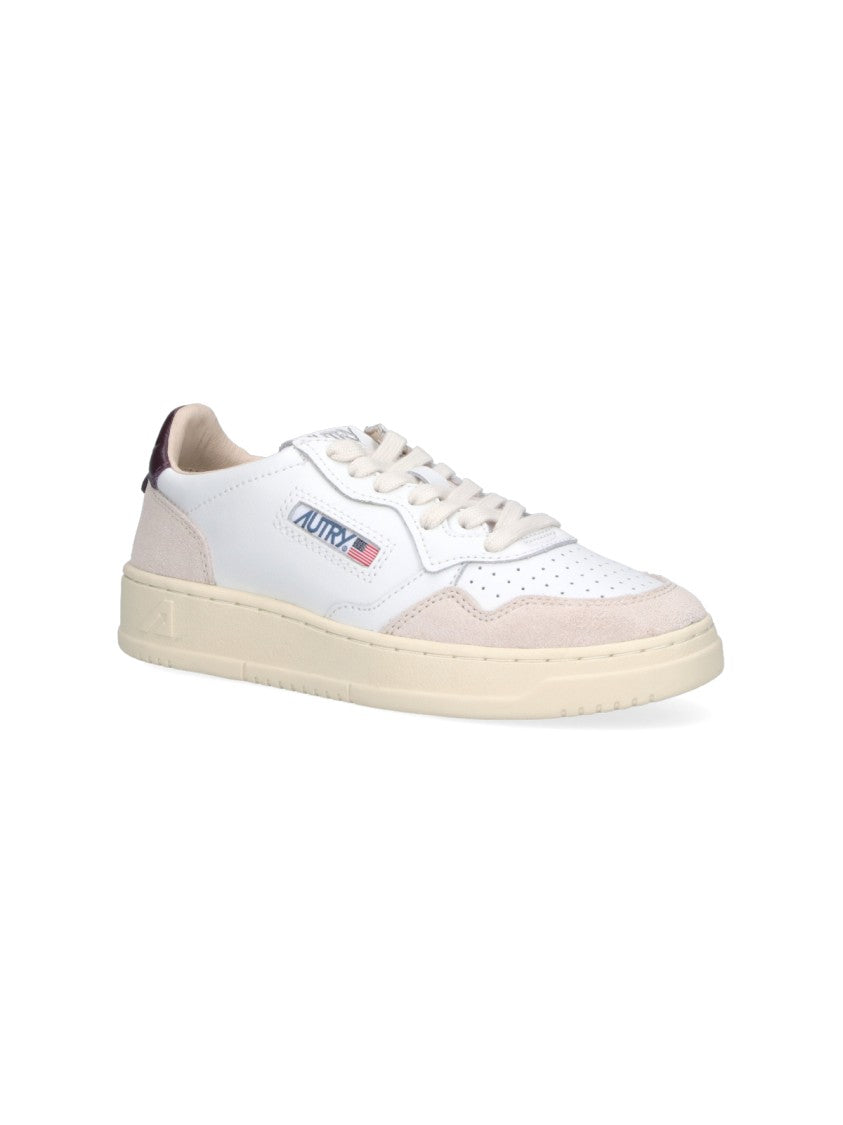 Autry Low-Top Leather Sneakers With Suede Overlays