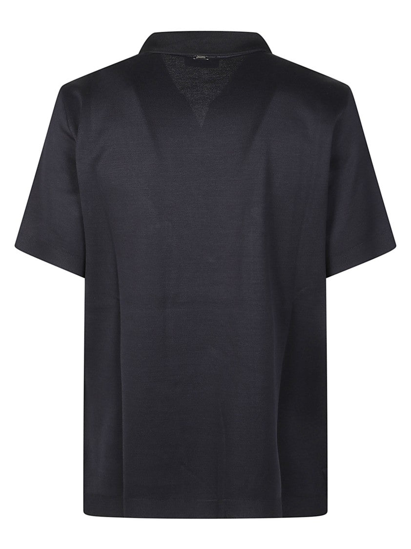 Herno Black Cotton Minimalist Polo Shirt