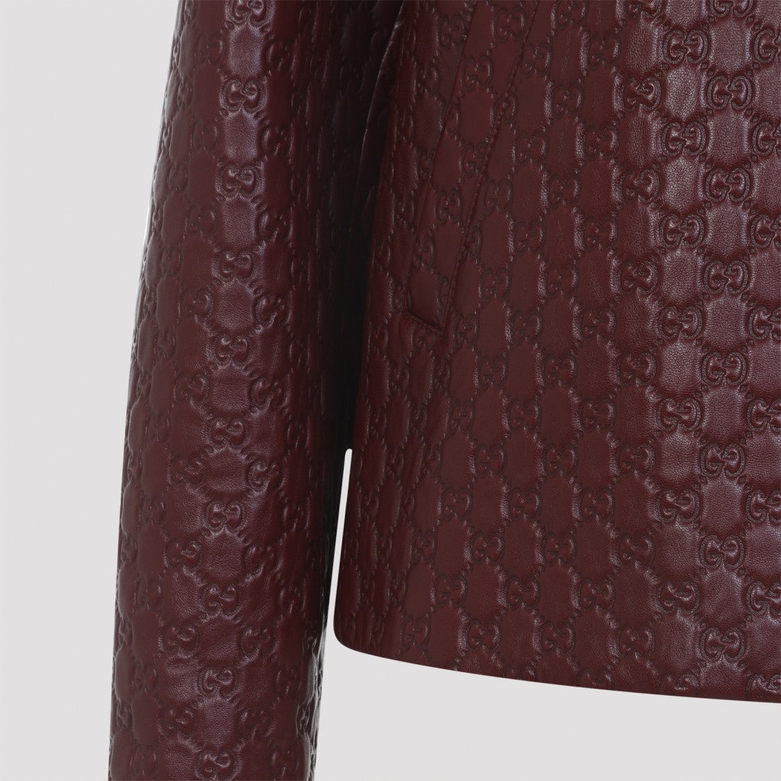 Gucci Embossed Red Lambskin Jacket With Classic Collar And Zipper Closure