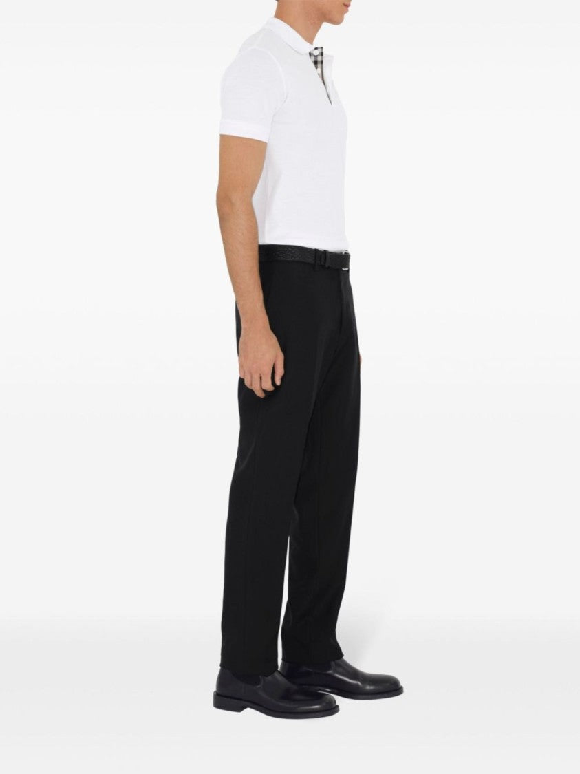Burberry White Cotton Polo Shirt With Equestrian Knight Design