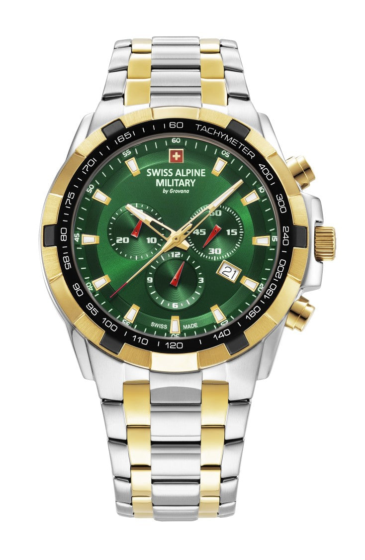 Swiss Alpine Military Chronograph Swiss Alpine Military Star Fighter With Bicolor Stainless Steel Case