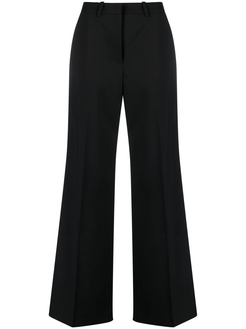 Marine Serre Wide-Leg Black Virgin Wool Tailored Pants