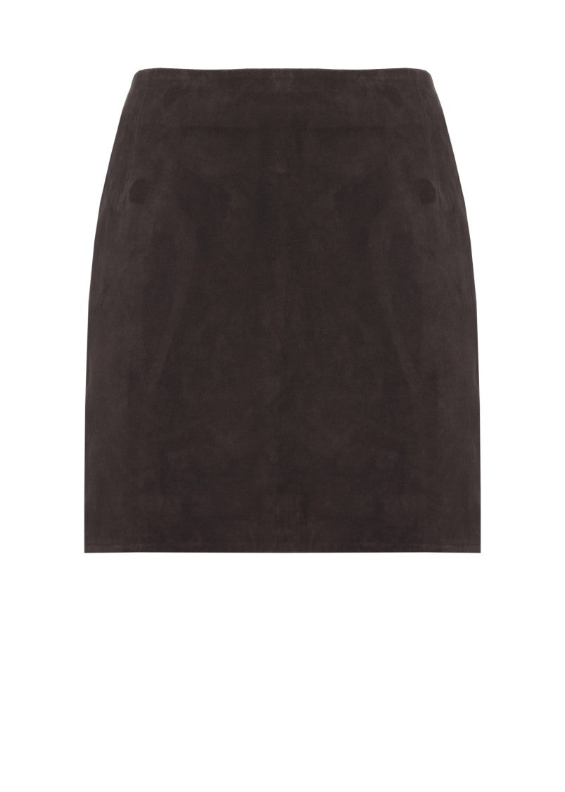 Rotate Slightly Flared Brown Suede Mini Skirt