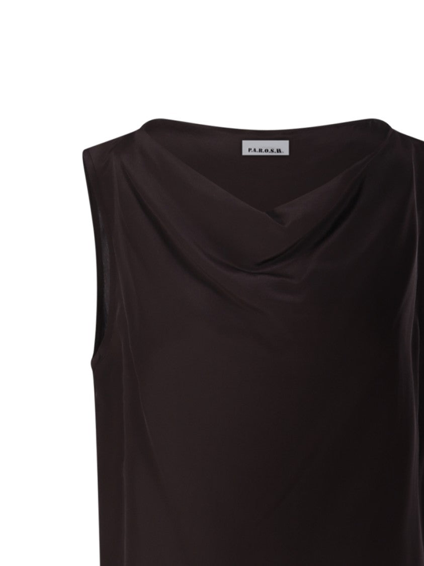 Parosh Sleeveless Silk Blouse With Draped Neckline