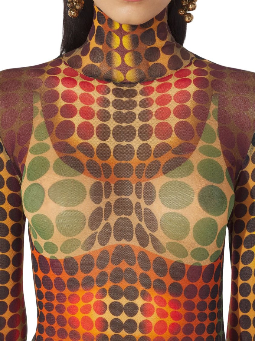 Jean Paul Gaultier Multicolour Silk And Nylon Midi Dress