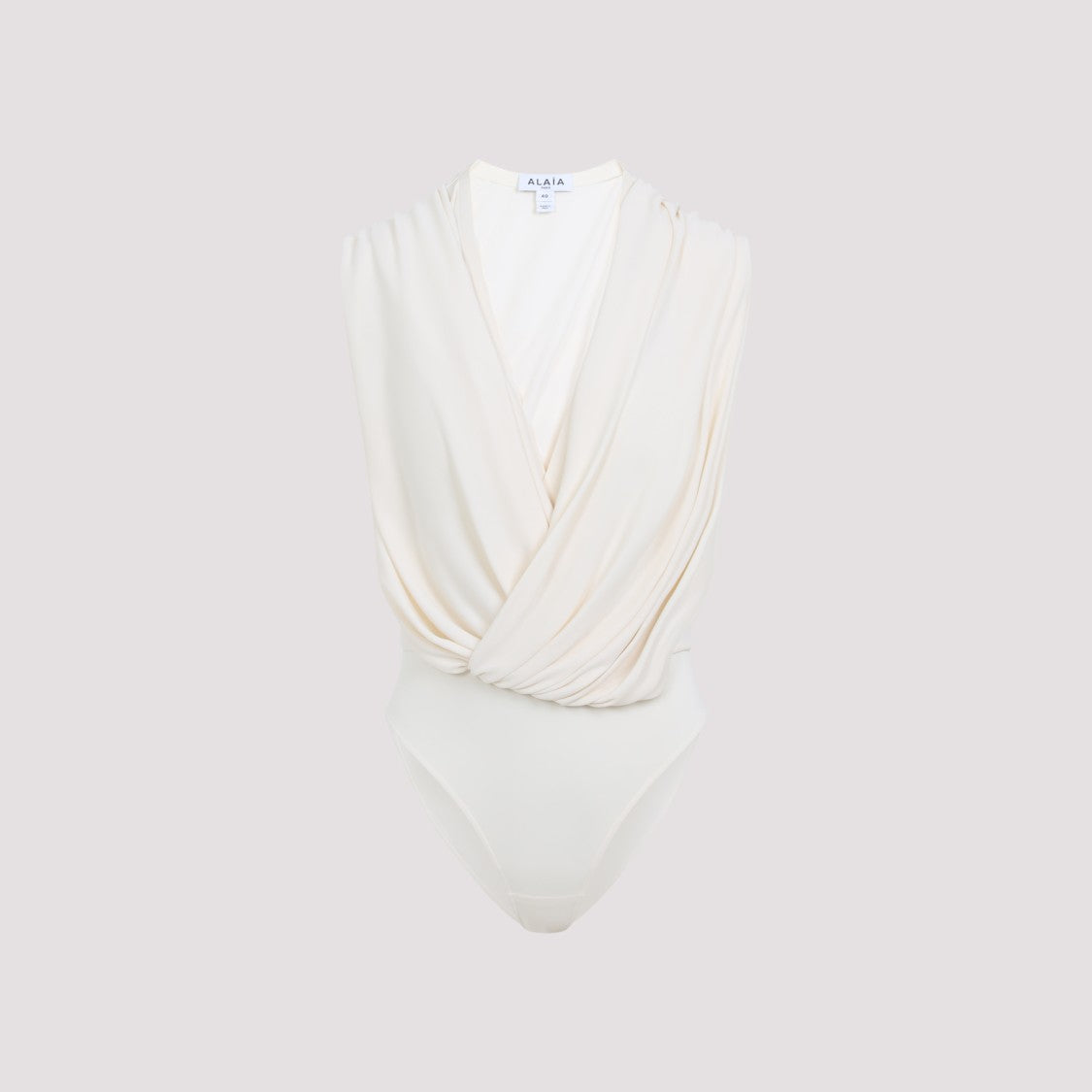 Alaïa Draped Sleeveless White Viscose Bodysuit With Hood