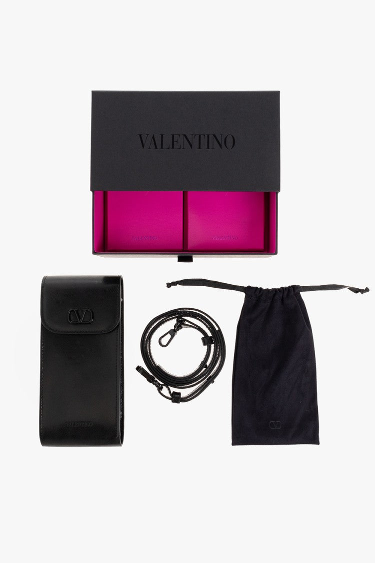 Valentino Rectangular Tortoiseshell Sunglasses