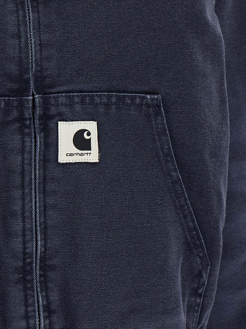 Carhartt Wip Garment-Dyed Blue Jacket With Adjustable Hood And Quilted Lining