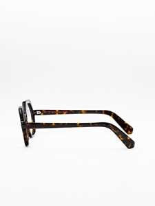 Moli@Limo Hexagonal Brown Optical Frames With Subtle Tortoiseshell Patterns