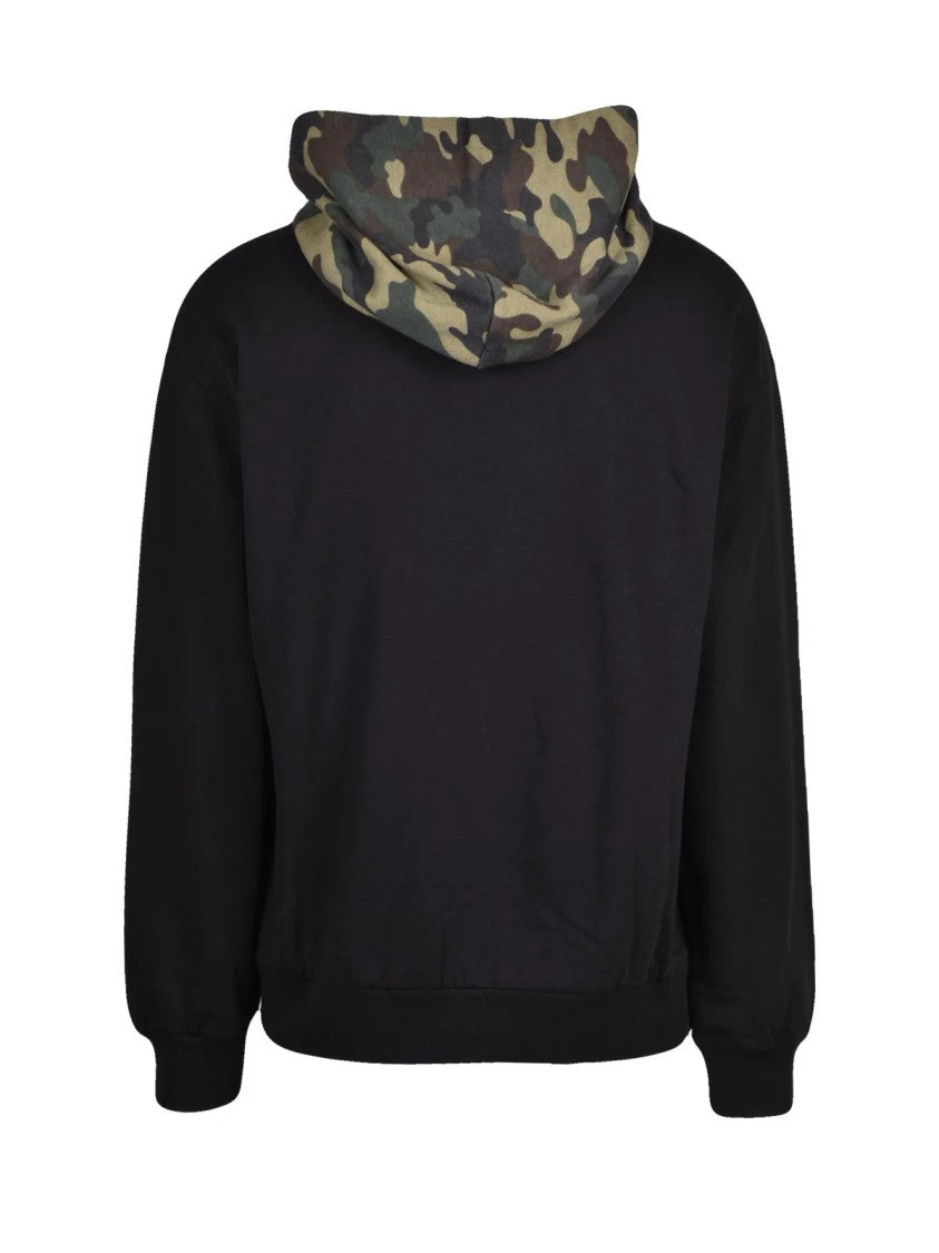 Dolce & Gabbana Black/Green Camo-Patterned Hood Cotton Hoodie