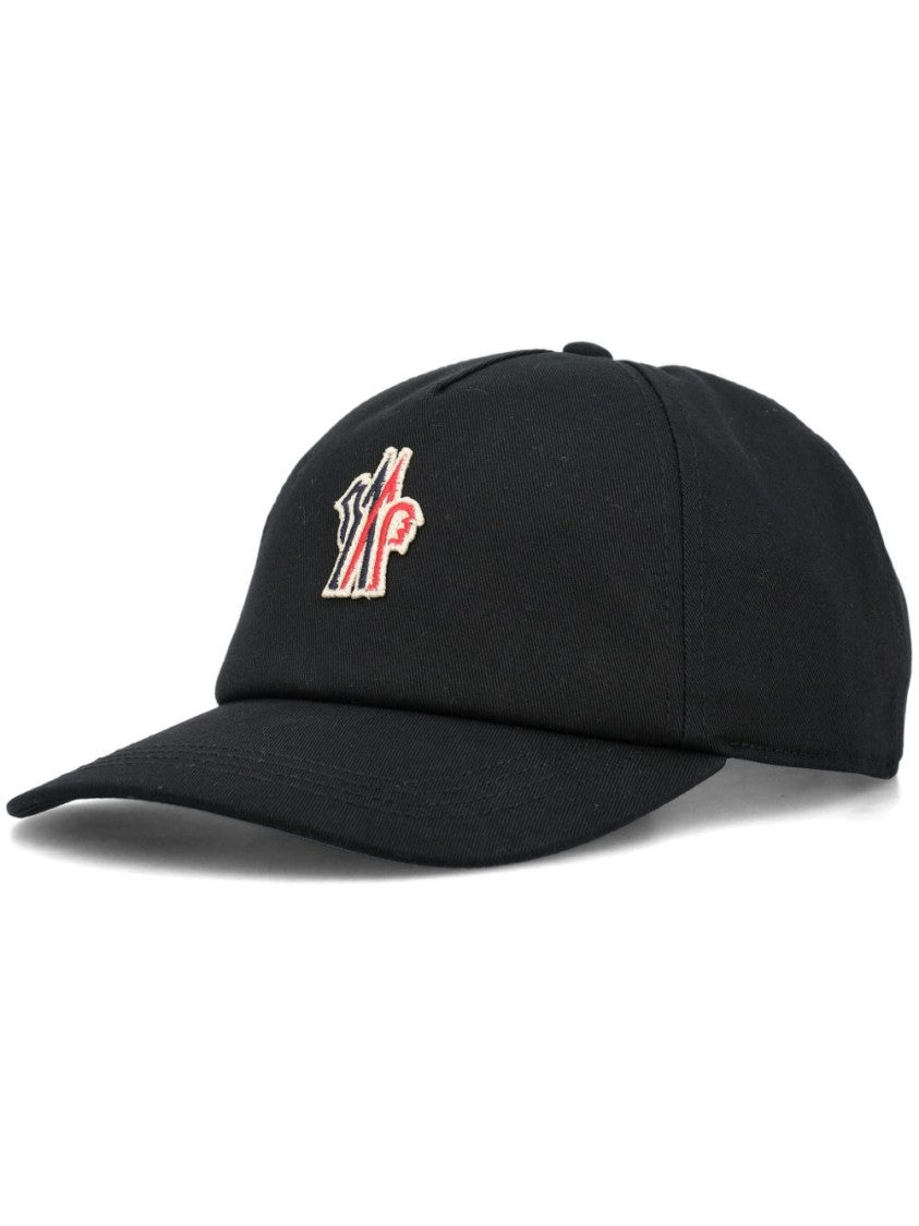 Moncler Grenoble Curved Brim Black Cotton Baseball Cap