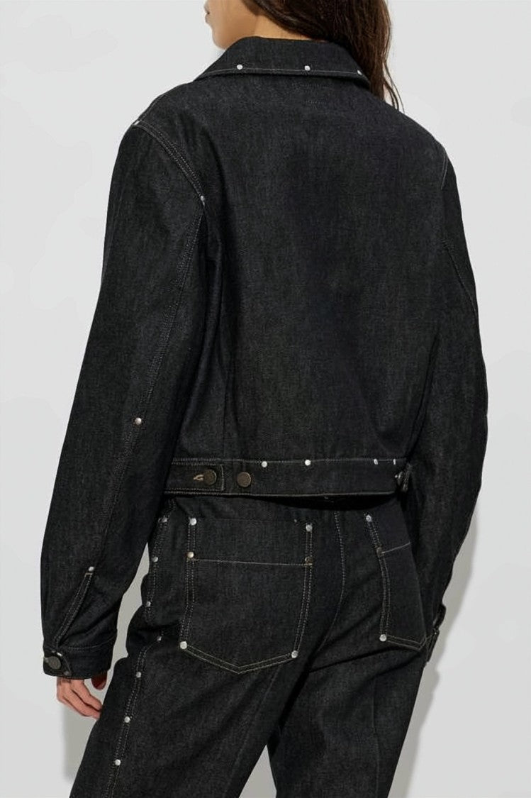 Lemaire Cropped Denim Jacket With Classic Collar
