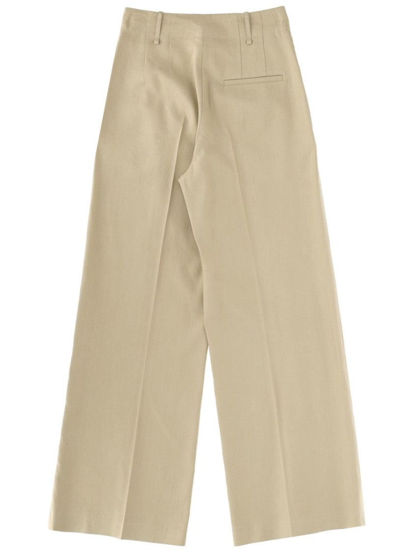 Alysi Neutrals Linen Blend Wide-Leg Pants