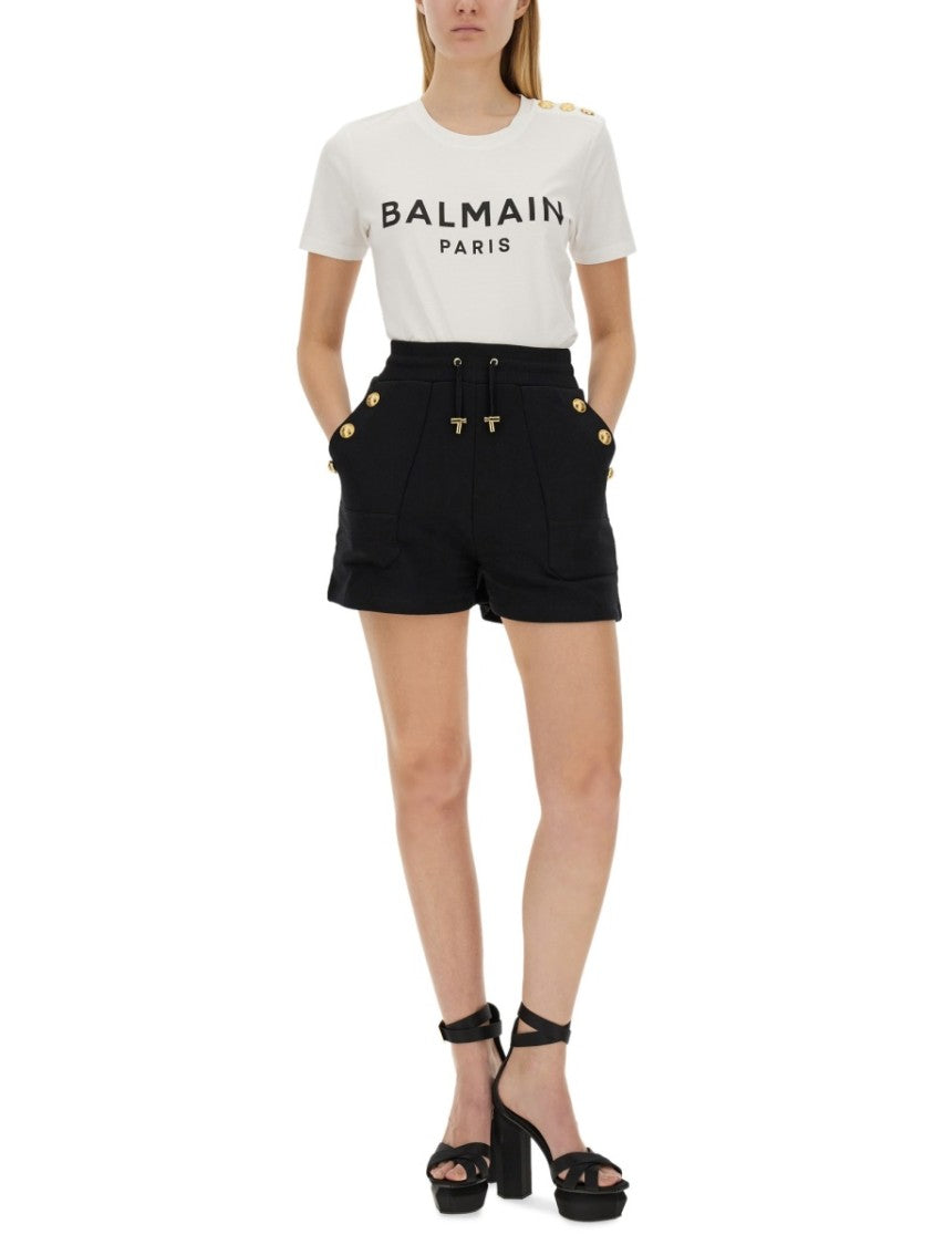 Balmain Classic White T-Shirt With Bold Logo