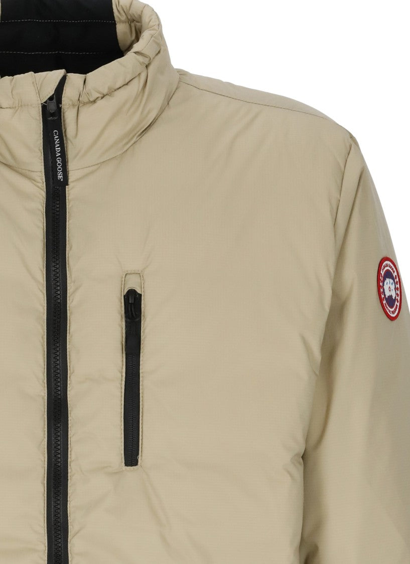 Canada Goose Beige Short Padded Jacket With Adjustable Drawstring And Multiple Pockets