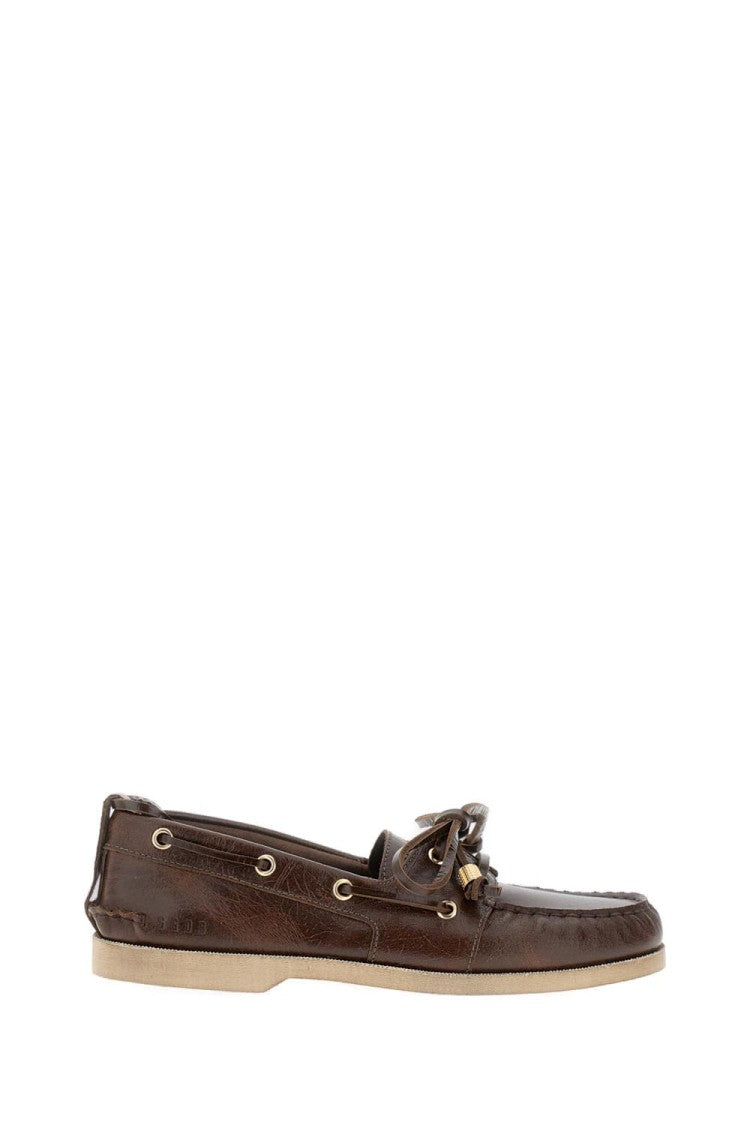 Golden Goose Leather Boat Loafer With Moccasin Toe