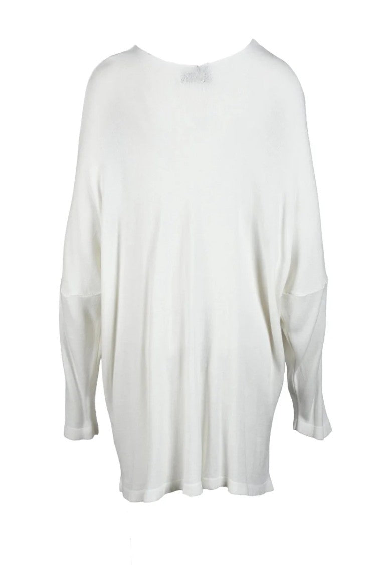 Gil Santucci White Embossed Viscose-Blend Sweater