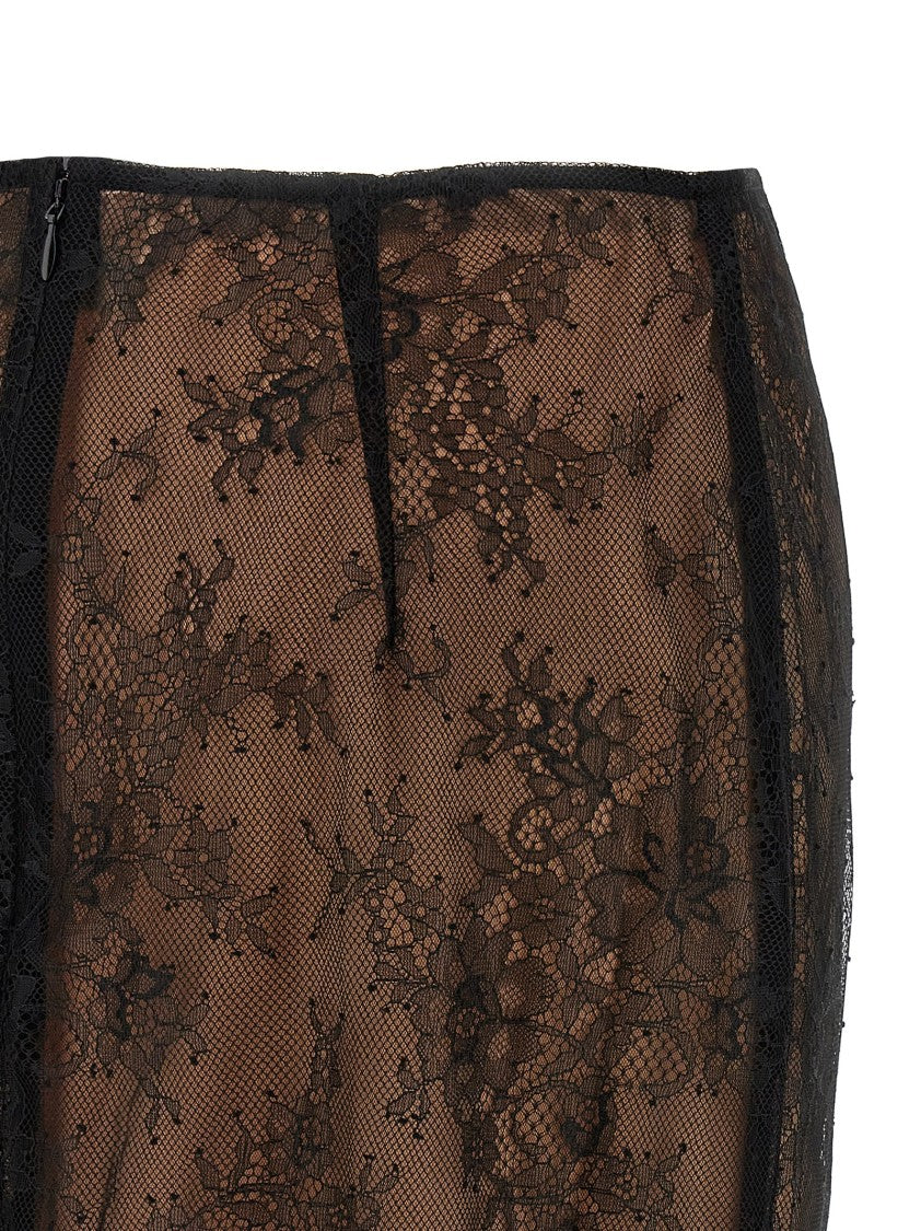 Self-Portrait 'Black Lace Midi' Skirt