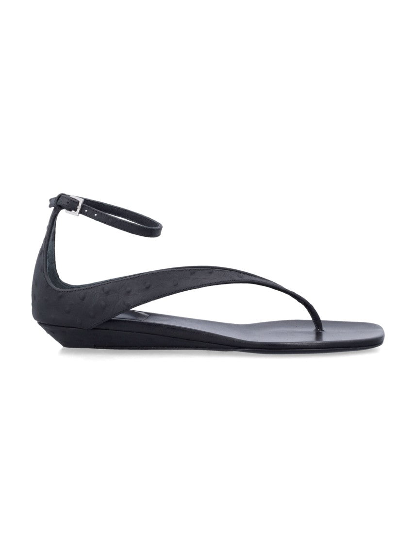 Loulou Studio Niham Ostrich Effect Leather Flat Sandals