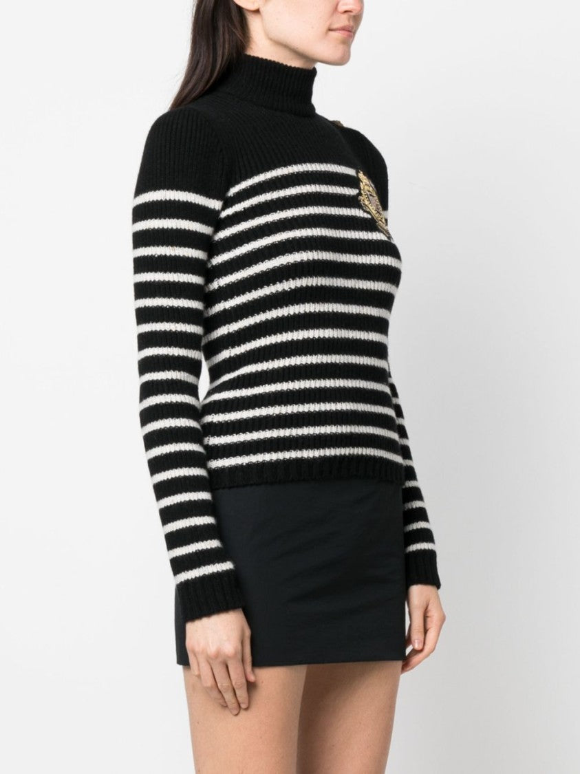Balmain Ribbed Knit Cashmere Blend Jumper