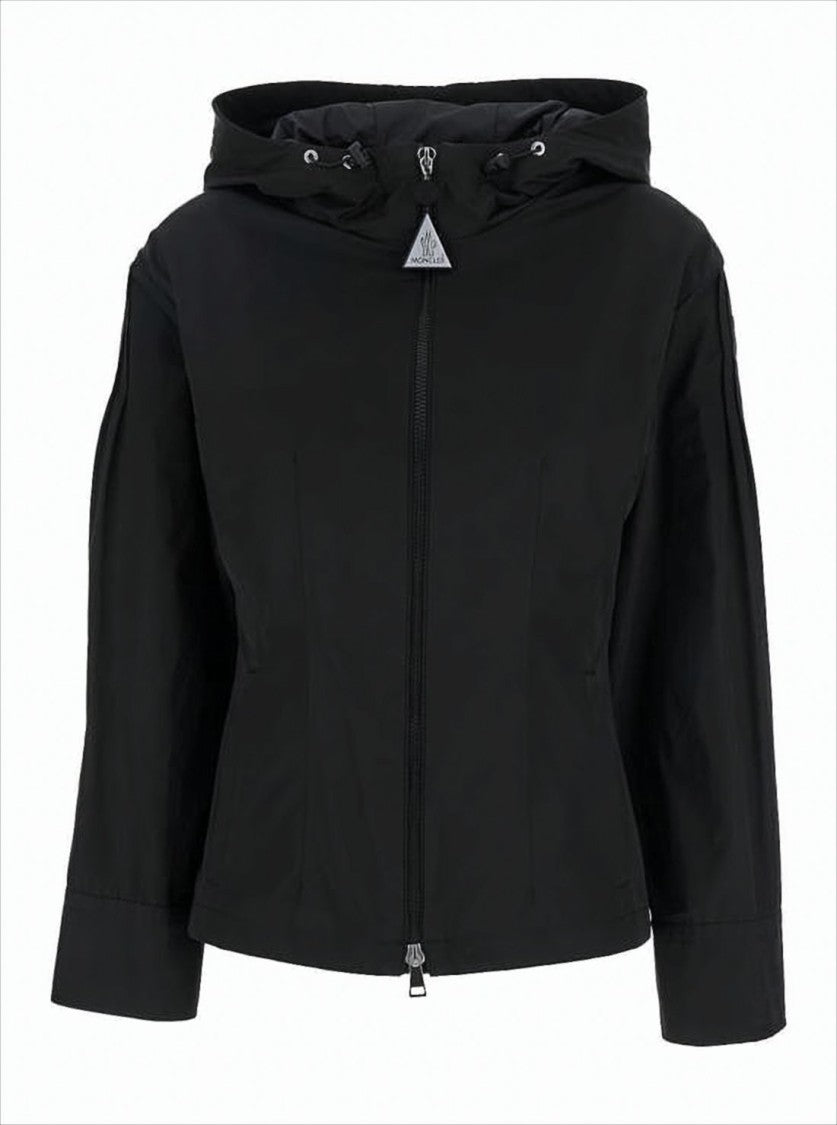 Moncler Fitted Black Jacket With Modern Design And Hood