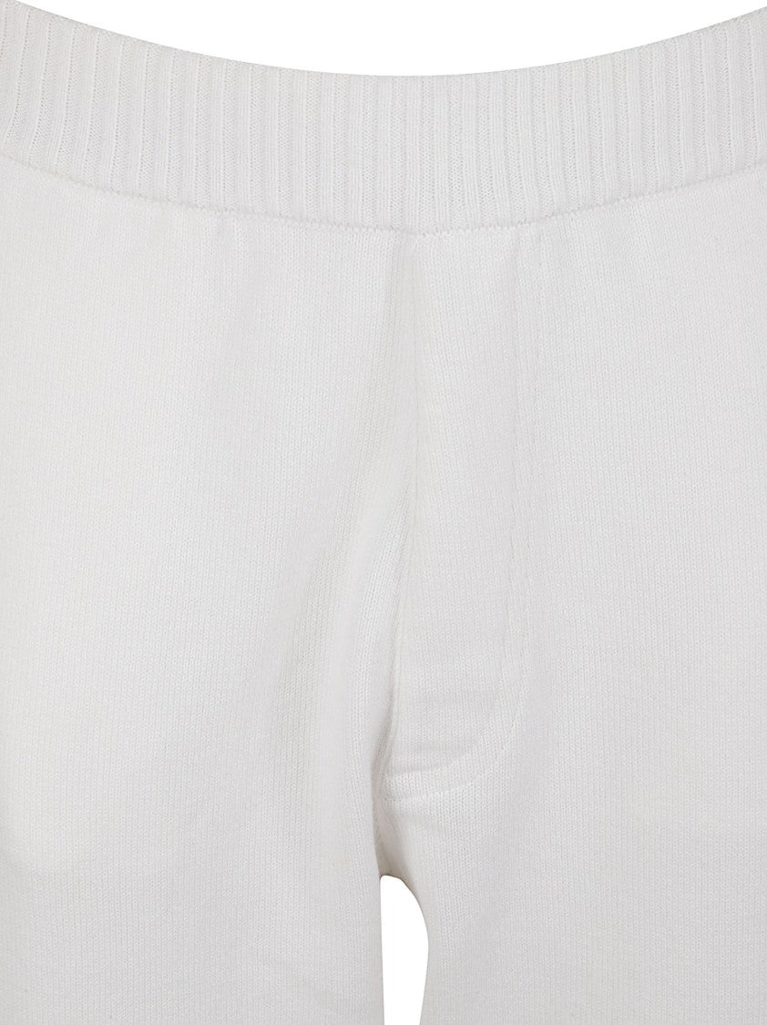 Zegna Relaxed Fit White Trousers With Ribbed Waistband